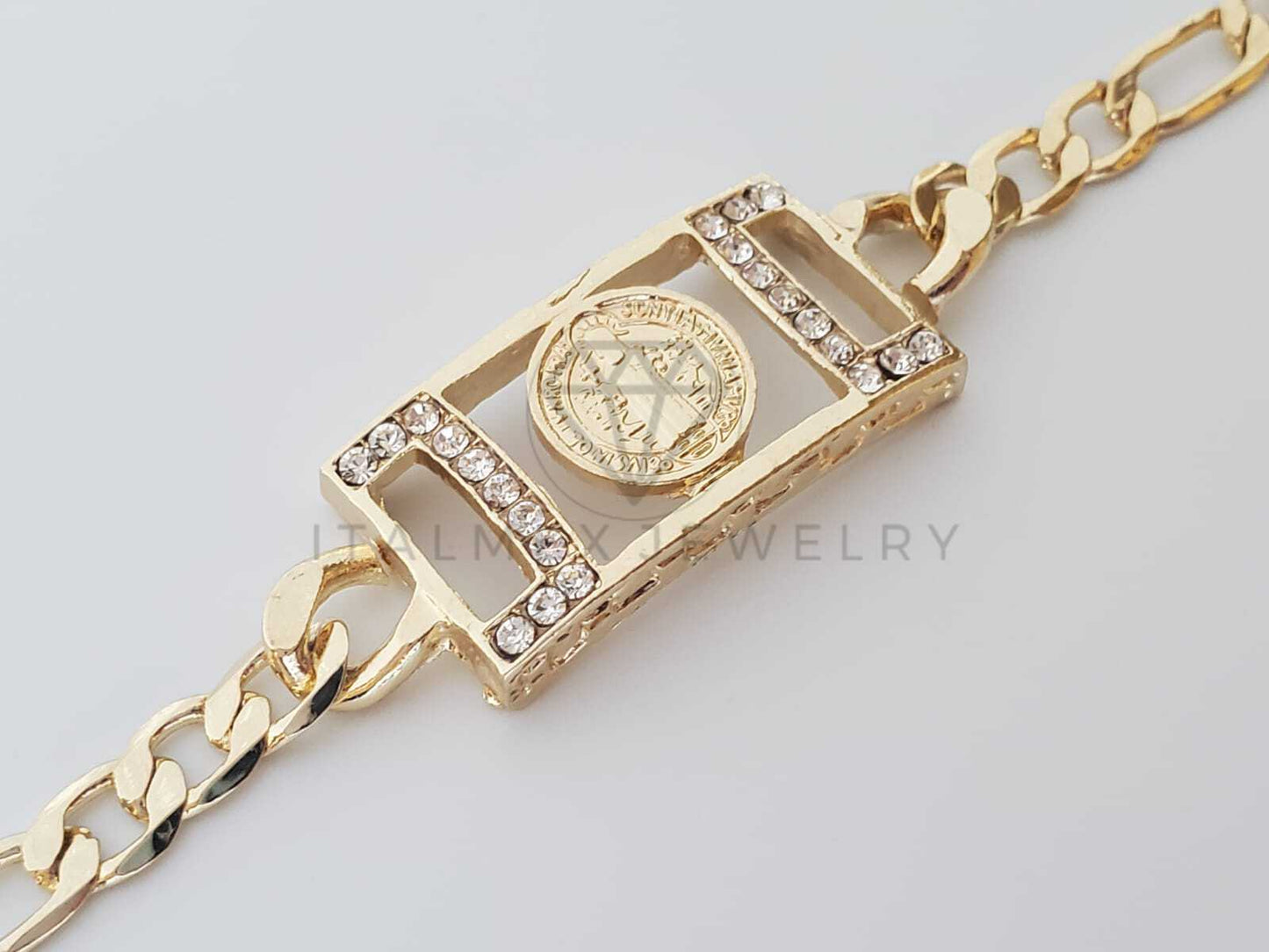Esclava Elegante - 100246 - Diseño San Benito CZ Clara Oro Laminado 18K