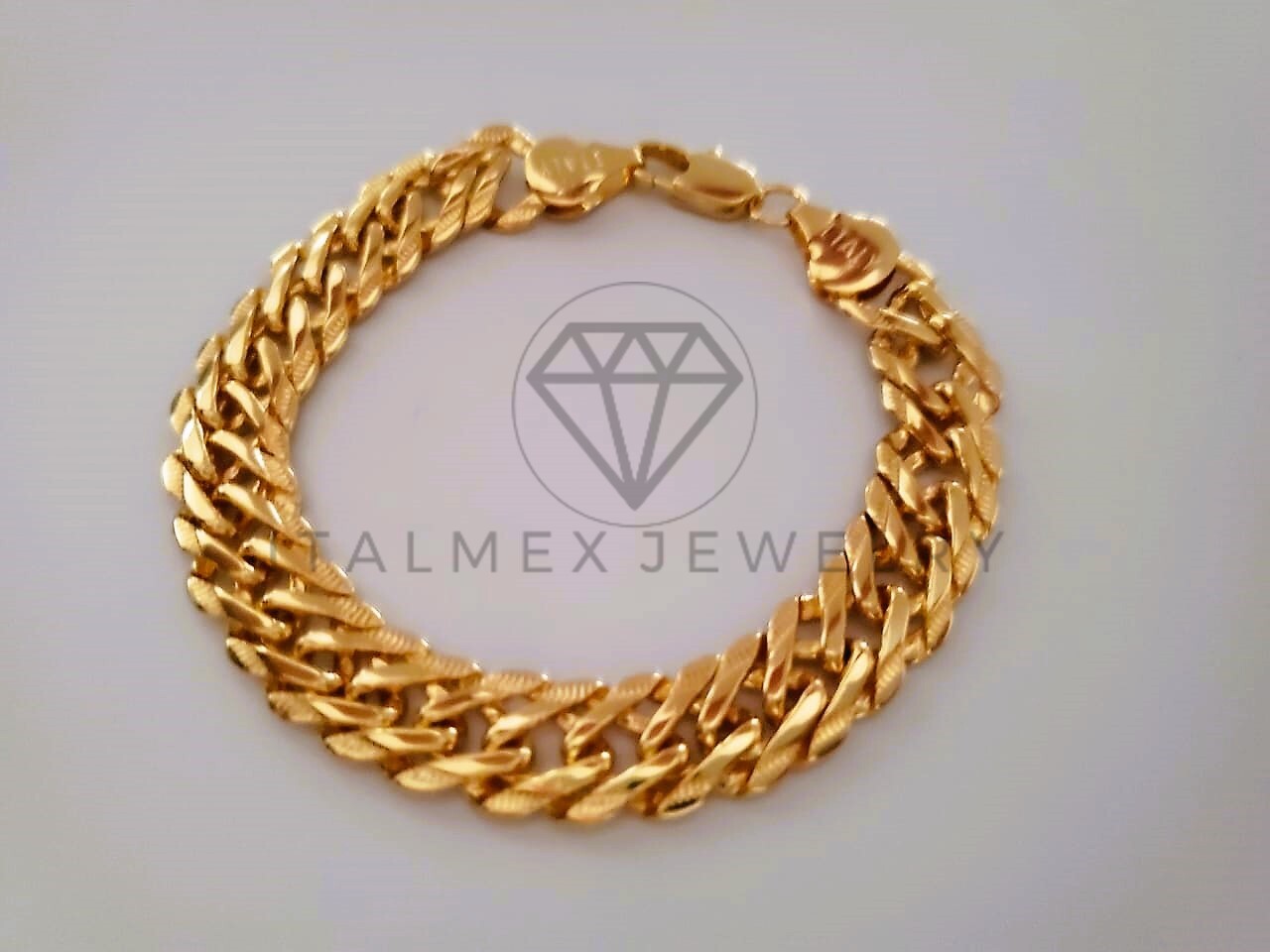 Pulsera de Lujo - 104421 - Diseño Double Link 10mm/8 Pulgadas Oro Laminado 18K