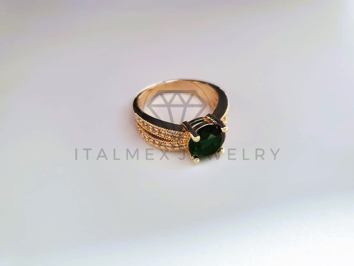 Anillo de Lujo - 103896 - Anillo Circonia Verde Pavé Oro Laminado 18K