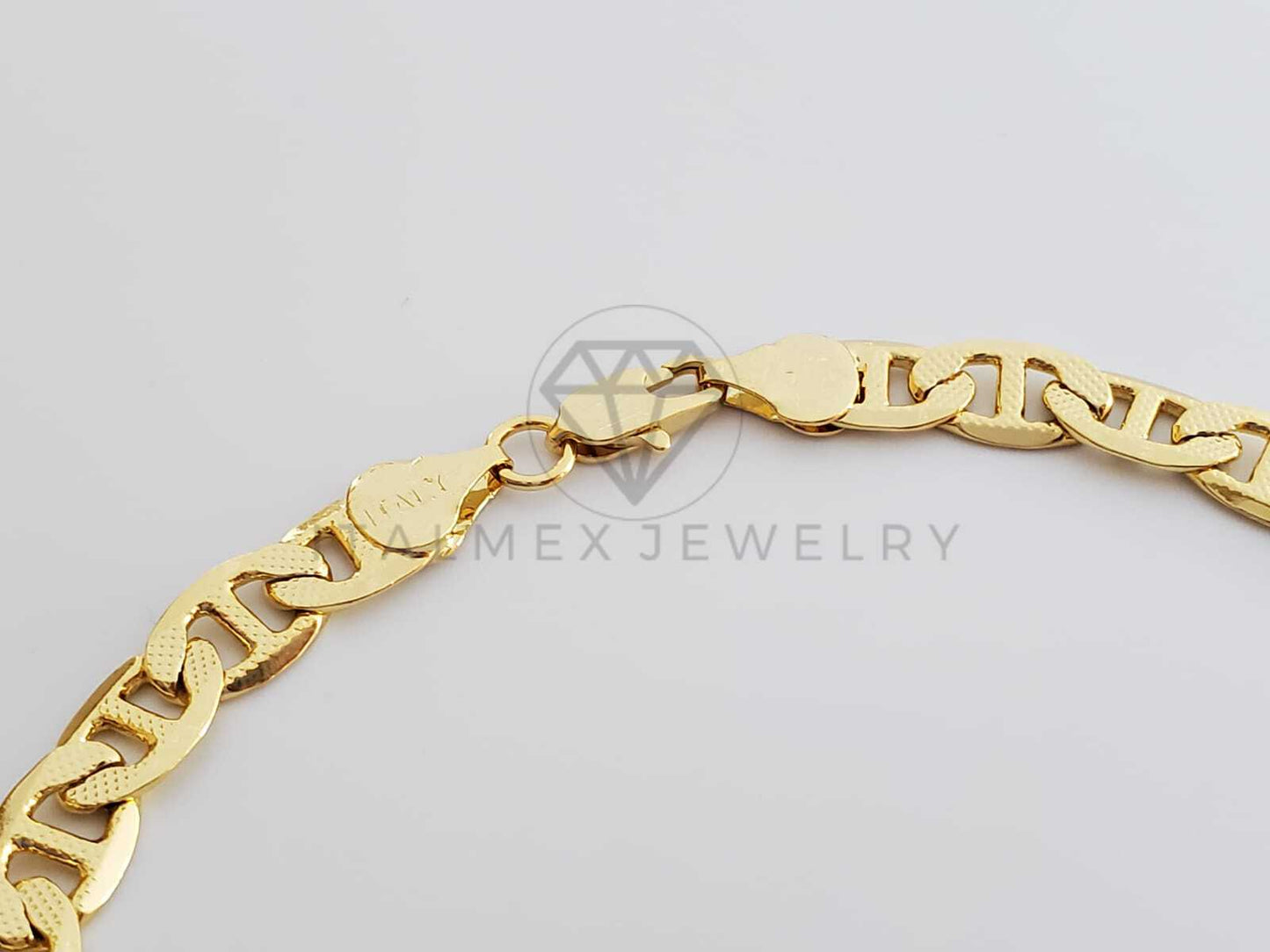 Cadena Clasica - 100319 - Estilo Marinera Pavé 7mm/60cm. Dorada Oro Laminado 18K