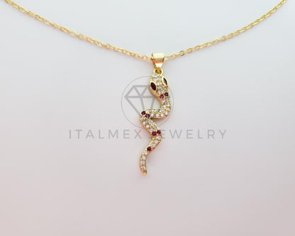 Collar Elegante - 101308 - Collar Serpiente CZ Colores Oro Laminado 18K