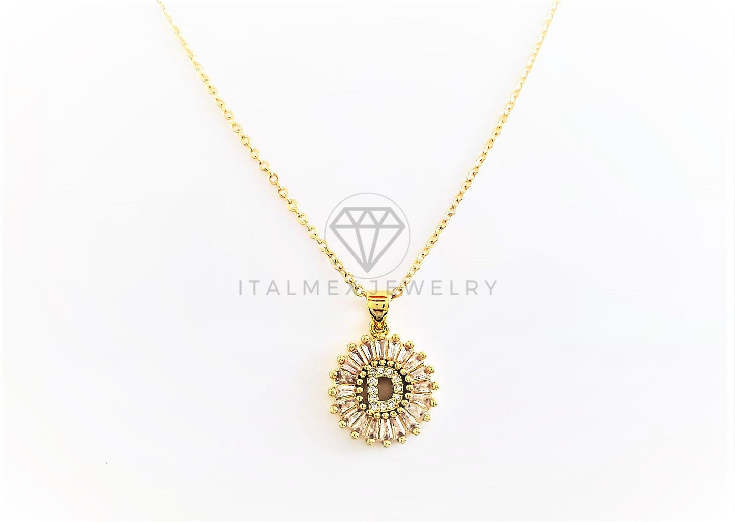 Collar Elegante - 102614 - Collar Inicial "D" Con CZ Clara Oro Laminado 18K