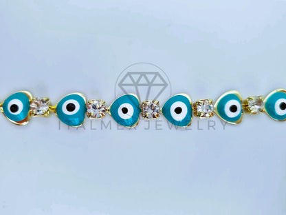 Pulsera Elegante - 103588 - Pulsera Corazon Ojo Turco Azul Oro Laminado 18K