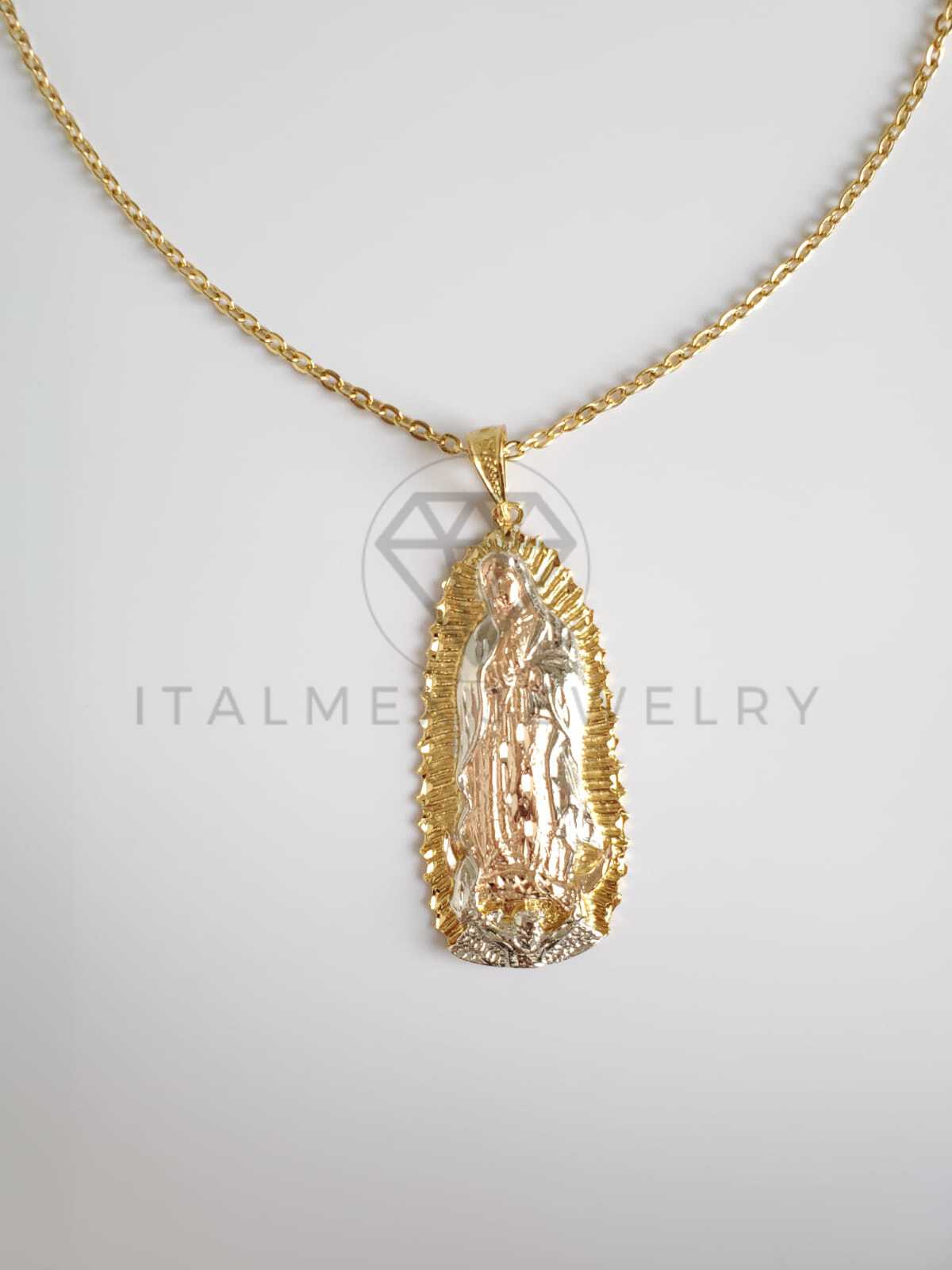 Dije Religioso - 100497.100498 - Virgen de Guadalupe Tamaño Extra Grande Oro Laminado 18K