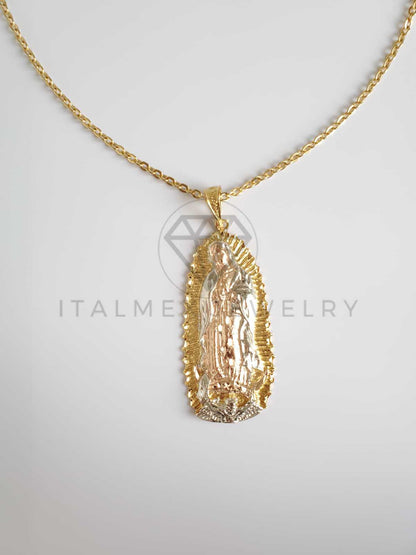 Dije Religioso - 100497.100498 - Virgen de Guadalupe Tamaño Extra Grande Oro Laminado 18K