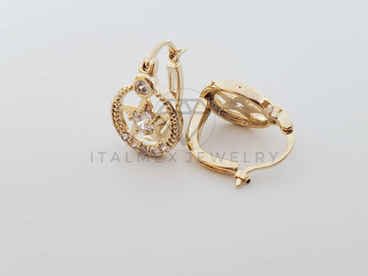 Huggie de Lujo - 100521 - Diseño de Estrella CZ Clara Oro Laminado 18K