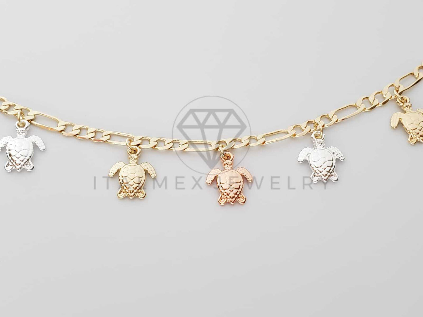 Pulsera Elegante - 100155 - Diseño de Tortugas de Mar de 3 Colores Oro Laminado 18K