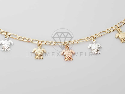 Pulsera Elegante - 100155 - Diseño de Tortugas de Mar de 3 Colores Oro Laminado 18K