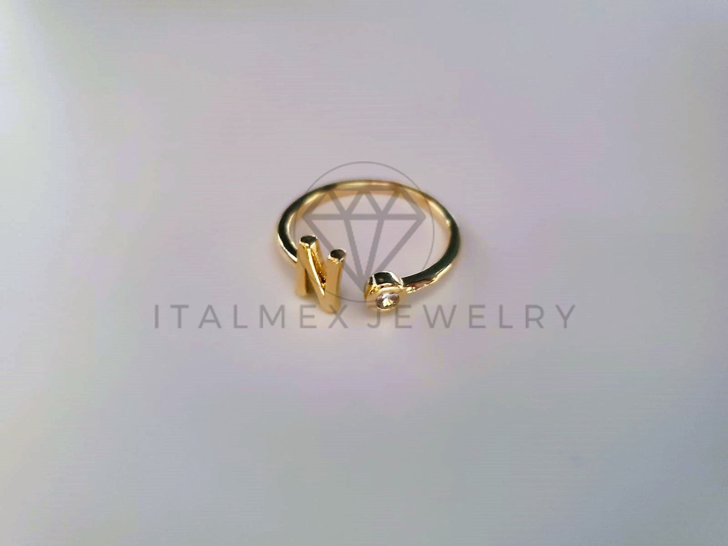 Anillo Dama de Lujo -103767 - Diseño Inicial "N" CZ Clara Oro Laminado 18K