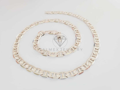 Cadena Clasica - 102477 - Estilo Marinera Rayada 7mm/50cm Dorada Oro Laminado 18K