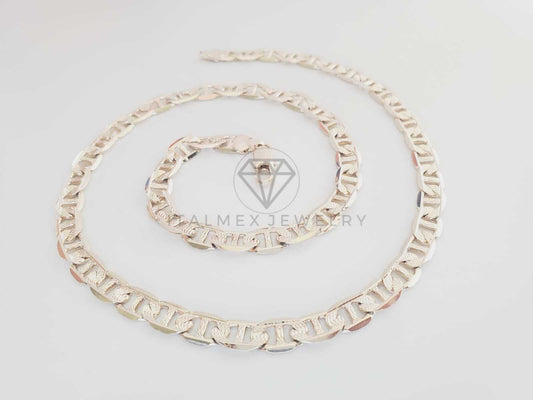 Cadena Clasica - 102477 - Estilo Marinera Rayada 7mm/50cm Dorada Oro Laminado 18K