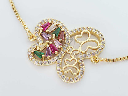 Pulsera Ajustable - 101622 - Diseño de Mariposa CZ Color Oro Laminado 18K