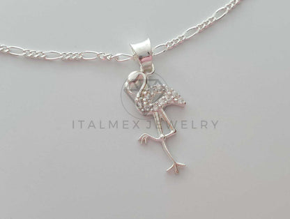 Dije No Religioso - 101924 - Diseño Flamingo CZ Clara Plata Fina .925