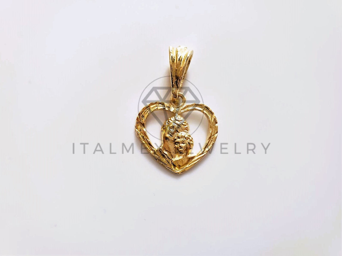 Dije de Lujo - 104185 - Dije Corazón Madre e Hijo Oro Laminado 18K
