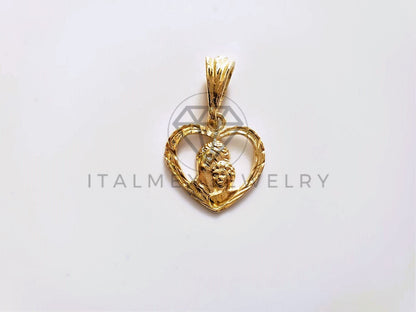 Dije de Lujo - 104185 - Dije Corazón Madre e Hijo Oro Laminado 18K