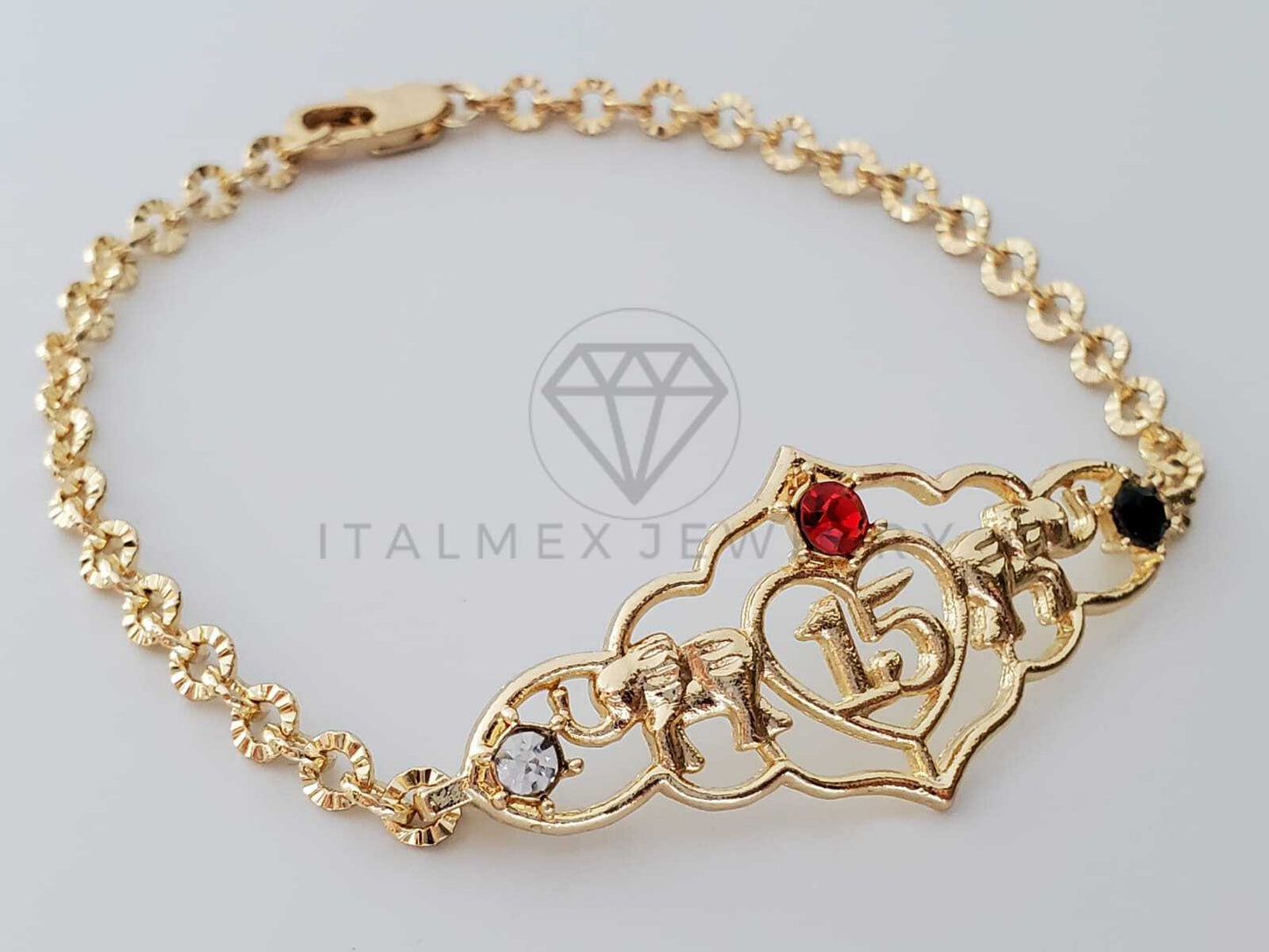 Esclava de Lujo - 100204 - Diseño 15 Años con CZ Oro Laminado 18K