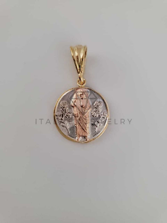 Dije Religioso - 104248 - Medalla Flores San Judas Tamaño Mini Oro Laminado 18K