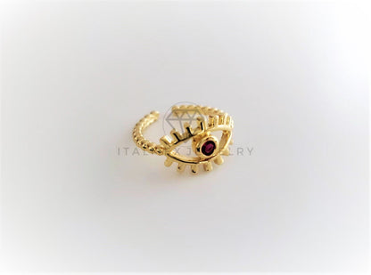 Anillo de Lujo - 103116 - Diseño Ojo Turco con CZ Rosa Oro Laminado 18K