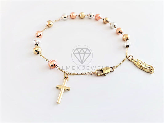 Pulsera de Lujo - 102865 - Misterio Bola Facetada Virgen y Cristo Oro Laminado 18K