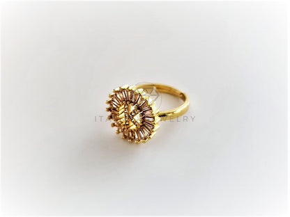 Anillo de Lujo - 102604 - Diseño Inicial "K" con CZ Clara Oro Laminado 18K
