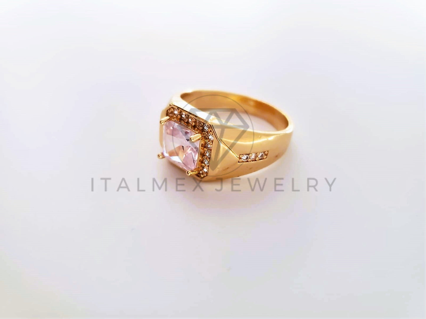 Anillo Caballero de Lujo - 103917 - Diseño Cuadrado CZ Clara Oro Laminado 18K