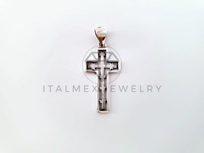Dije Religioso - 104460 - Dije de Cruz con Cruces en Plata Fina .925