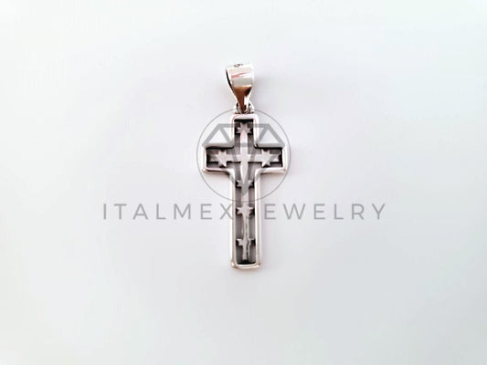 Dije Religioso - 104460 - Dije de Cruz con Cruces en Plata Fina .925