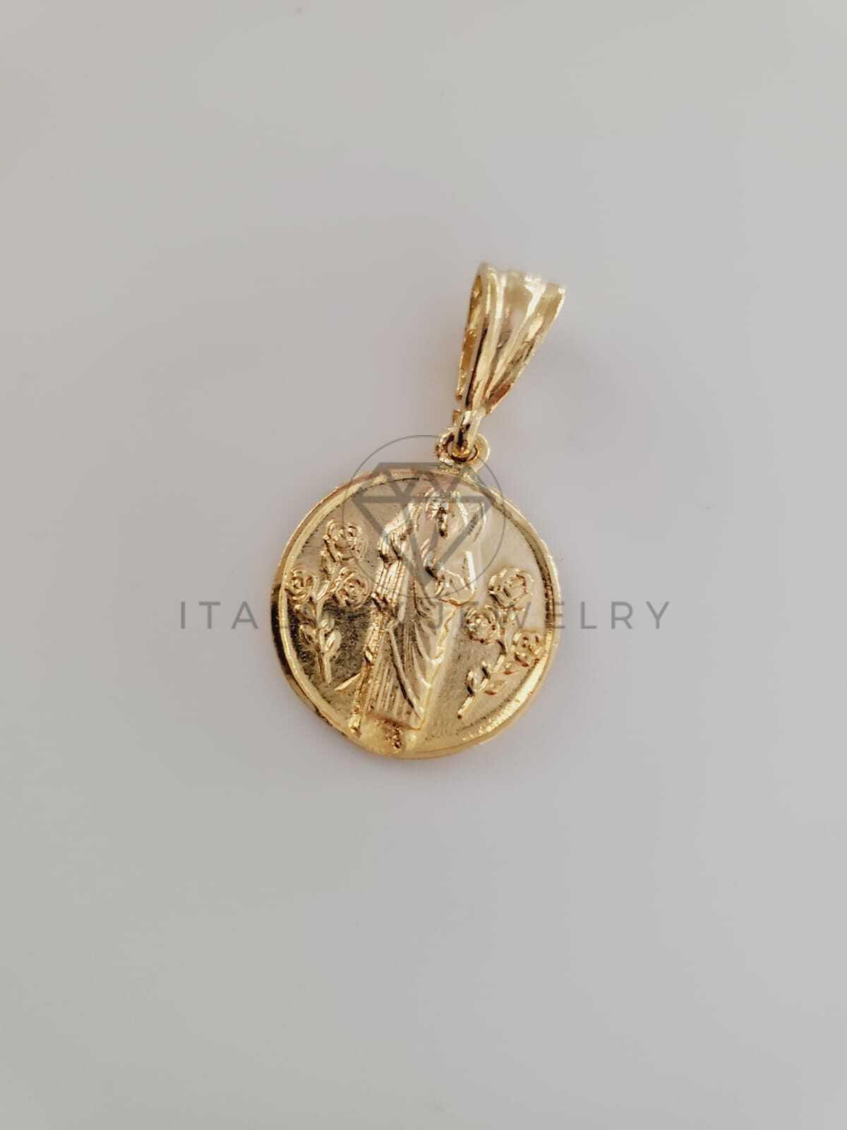 Dije Religioso - 104250 - Medalla Flores San Judas Tamaño Mini Oro Laminado 18K