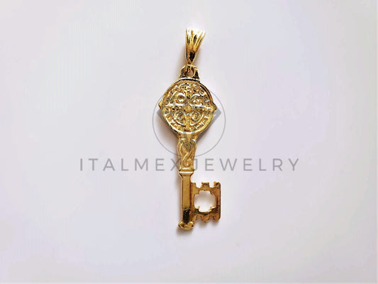 Dije Elegante - 104192 - Dije Llave San Benito Dorado Oro Laminado 18K