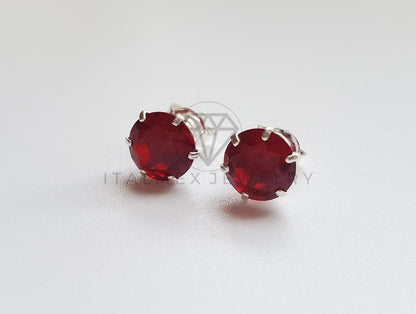 Broquel de Lujo - 101697 - Recto 7mm CZ Roja Plata .925