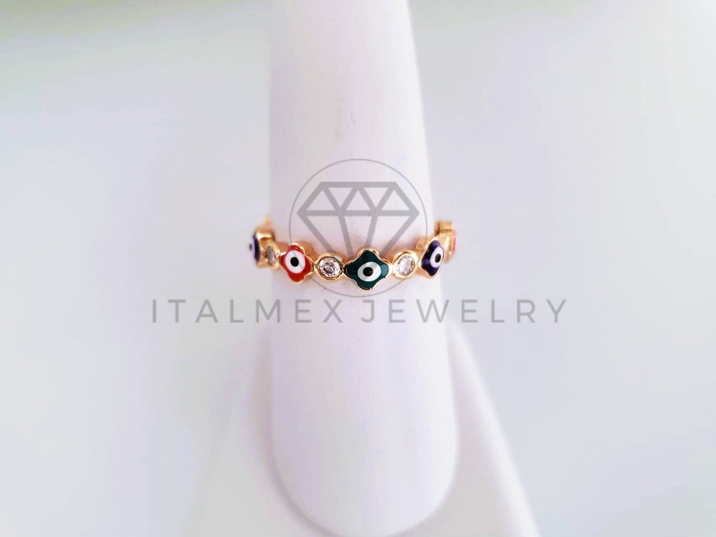 Anillo de Lujo - 103909 - Anillo Ojo Turco Flor Color Oro Laminado 18K