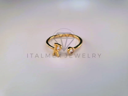 Anillo Dama de Lujo -103768 - Diseño Inicial "R" CZ Clara Oro Laminado 18K