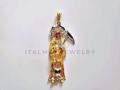 Dije Religioso - 104184 - Santa Muerte Con Circonia Tamaño Grande Oro Laminado 18K