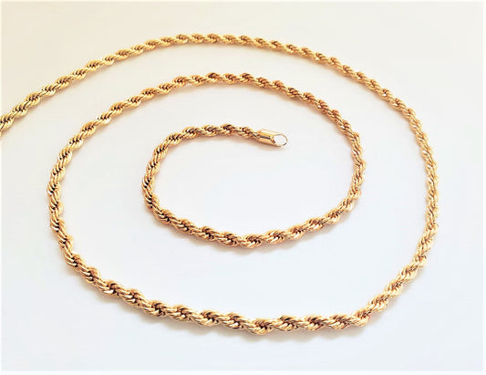 Cadena Clásica - 102833 - Estilo Torzal 4mm/28" Dorada Oro Laminado 18K