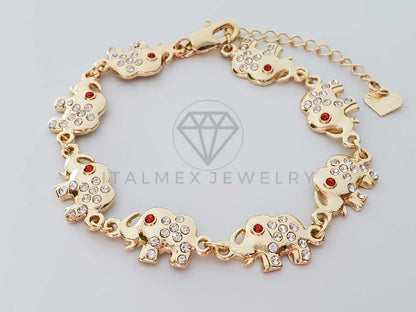 Pulsera de Lujo - 100191 - Diseño Elefante CZ Clara Oro Laminado 18K
